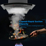 Faber HOOD ALPHA IN HC PB FL BK 60 Kitchen Chimney | 60 cm, 1100 m³/hr, Filterless, Auto Clean, Push Button Control
