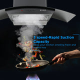 Faber HOOD ALPHA IN HC PB FL BK 90 Kitchen Chimney | 90 cm, 1100 m³/hr, Filterless, Auto Clean, Push Button Control