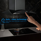 Faber HOOD ALPHA IN HC PB FL BK 90 Kitchen Chimney | 90 cm, 1100 m³/hr, Filterless, Auto Clean, Push Button Control