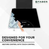 Faber HOOD ASPIRE IN HC SC FL BK 60 Kitchen Chimney | 60 cm, 1200 m³/hr, Filterless, Auto Clean, Touch & Gesture Control