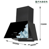 Faber HOOD ASPIRE IN HC SC FL BK 60 Kitchen Chimney | 60 cm, 1200 m³/hr, Filterless, Auto Clean, Touch & Gesture Control