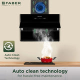 Faber BLISS FL HC SC BK IN 75 Kitchen Chimney | 75 cm, 1350 m³/hr, Filterless, Heat Auto Clean, Touch & Gesture