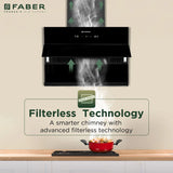 Faber BLISS FL HC SC BK IN 75 Kitchen Chimney | 75 cm, 1350 m³/hr, Filterless, Heat Auto Clean, Touch & Gesture