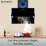 Faber BLISS FL HC SC BK IN 75 Kitchen Chimney | 75 cm, 1350 m³/hr, Filterless, Heat Auto Clean, Touch & Gesture