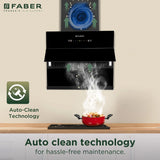 Faber BLISS FL SC HC BK IN 60 Kitchen Chimney | 60 cm, 1350 m³/hr, Filterless, Heat Auto Clean, Touch & Gesture