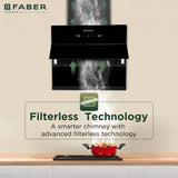 Faber BLISS FL SC HC BK IN 60 Kitchen Chimney | 60 cm, 1350 m³/hr, Filterless, Heat Auto Clean, Touch & Gesture