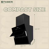 Faber BLISS FL SC HC BK IN 60 Kitchen Chimney | 60 cm, 1350 m³/hr, Filterless, Heat Auto Clean, Touch & Gesture