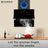Faber BLISS FL SC HC BK IN 60 Kitchen Chimney | 60 cm, 1350 m³/hr, Filterless, Heat Auto Clean, Touch & Gesture