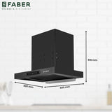 Faber BONITO 3D IND HC SC FL BK 60 Kitchen Chimney | 60 cm, 1250 m³/hr, Filterless, Auto Clean, Touch & Gesture Control