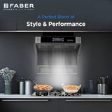 Faber HOOD COSMIC FL HC BK 60 Kitchen Chimney | 60 cm, 1500 m³/hr, Filterless, Heat Auto Clean, Touch & Gesture Control