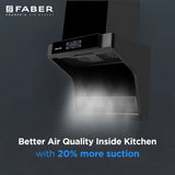Faber HOOD COSMIC FL HC BK 60 Kitchen Chimney | 60 cm, 1500 m³/hr, Filterless, Heat Auto Clean, Touch & Gesture Control
