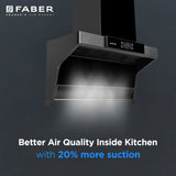 Faber HOOD COSMIC FL HC BK 90 Kitchen Chimney | 90 cm, 1500 m³/hr, Filterless, Heat Auto Clean, Touch & Gesture Control