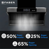 Faber HOOD COSMIC FL HC BK 90 Kitchen Chimney | 90 cm, 1500 m³/hr, Filterless, Heat Auto Clean, Touch & Gesture Control