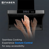 Faber HOOD COSMIC FL HC BK 90 Kitchen Chimney | 90 cm, 1500 m³/hr, Filterless, Heat Auto Clean, Touch & Gesture Control