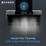 Faber HOOD COSMIC FL HC BK 90 Kitchen Chimney | 90 cm, 1500 m³/hr, Filterless, Heat Auto Clean, Touch & Gesture Control