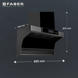 Faber HOOD COSMIC FL HC BK 90 Kitchen Chimney | 90 cm, 1500 m³/hr, Filterless, Heat Auto Clean, Touch & Gesture Control