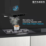 Faber HOOD COSMOS 3D HC SC BK BF 60 Kitchen Chimney, 60 cm, 1400 m³/hr, SS Baffle Filter, Heat Auto Clean, Odor Sensor