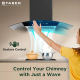 Faber CRESO XL IN HC SC FL LG 90 Kitchen Chimney | 90 cm, 1500 m³/hr, Filterless, Heat Auto Clean, Touch & Gesture