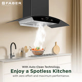 Faber CRESO XL IN HC SC FL LG 90 Kitchen Chimney | 90 cm, 1500 m³/hr, Filterless, Heat Auto Clean, Touch & Gesture