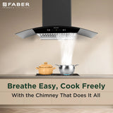 Faber CRESO XL IN HC SC FL LG 90 Kitchen Chimney | 90 cm, 1500 m³/hr, Filterless, Heat Auto Clean, Touch & Gesture