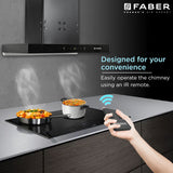 Faber HOOD CYGNUS IN 3D HC SC FL BK 75 Kitchen Chimney, 75 cm, 1400 m³/hr, Filterless, Heat Auto Clean, Odor Sensor