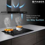 Faber HOOD CYGNUS IN 3D HC SC FL BK 75 Kitchen Chimney, 75 cm, 1400 m³/hr, Filterless, Heat Auto Clean, Odor Sensor