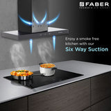 Faber HOOD CYGNUS IN 3D HC SC FL BK 90 Kitchen Chimney | 90 cm, 1400 m³/hr, Filterless, Heat Auto Clean, Odor Sensor