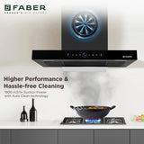 Faber DAZZLE HC SC FL BK IN 75 Kitchen Chimney | 75 cm, 1500 m³/hr, BLDC Motor, Filterless, Auto Clean