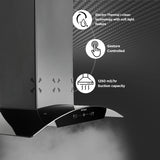 Faber HOOD EVEREST 3D IN HC SC FL LG 75 Kitchen Chimney, 75 cm, 1250 m³/hr, Filterless, 6-Way Suction, Auto Clean, Touch & Gesture Control