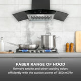 Faber HOOD EVEREST 3D IN HC SC FL LG 75 Kitchen Chimney, 75 cm, 1250 m³/hr, Filterless, 6-Way Suction, Auto Clean, Touch & Gesture Control