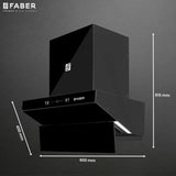 Faber LAUREN IN HC SC FL BK 60 Kitchen Chimney | 60 cm, 1400 m³/hr, Filterless, Heat Auto Clean, Odor Sensor