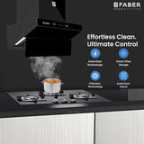 Faber LAUREN IN HC SC FL BK 60 Kitchen Chimney | 60 cm, 1400 m³/hr, Filterless, Heat Auto Clean, Odor Sensor