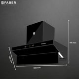 Faber LAUREN IN HC SC FL BK 90 Kitchen Chimney | 90 cm, 1400 m³/hr, Filterless, Heat Auto Clean, Odor Sensor