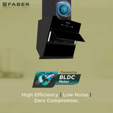 Faber HOOD MAPLE BLDC FL HC SC BK IN 75 Kitchen Chimney | 75 cm, 1500 m³/hr, BLDC Motor, Filterless, Heat Auto Clean