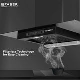 Faber MERCURY PRO IN HC SC BK FL 90 Kitchen Chimney | 90 cm, 1200 m³/hr, Baffle Filter, Auto Clean, Touch & Gesture