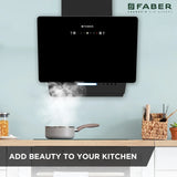 Faber HOOD MOJITO IN HC SC FL BK 60 Kitchen Chimney, 60 cm, 1200 m³/hr, Filterless, Heat Auto Clean, Touch & Gesture Control