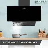Faber MOJITO IN HC SC FL BK 90 Kitchen Chimney, 90 cm, 1200 m³/hr, Filterless, Heat Auto Clean, Touch & Gesture