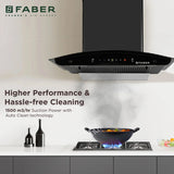 Faber HOOD MYSTIC HC SC FL BK IN 60 Kitchen Chimney | 60 cm, 1500 m³/hr, Filterless, BLDC Motor, Auto Clean