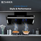 Faber HOOD PINNACLE FL HC BK 90 Kitchen Chimney | 90 cm, 1500 m³/hr, Filterless, Heat Auto Clean, Touch & Gesture Control