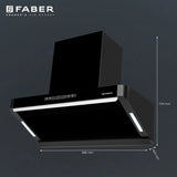 Faber HOOD PINNACLE FL HC BK 90 Kitchen Chimney | 90 cm, 1500 m³/hr, Filterless, Heat Auto Clean, Touch & Gesture Control
