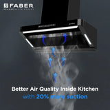 Faber HOOD PINNACLE FL HC BK 90 Kitchen Chimney | 90 cm, 1500 m³/hr, Filterless, Heat Auto Clean, Touch & Gesture Control