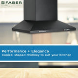 Faber HOOD PLUTO PB BF BK 60 Kitchen Chimney | 60 cm, 1000 m³/hr, Baffle Filter, Push Button Control