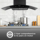 Faber HOOD PRIMUS PLUS ENERGY IN HCSC BK 75 Kitchen Chimney | 75 cm, 1500 m³/hr, Filterless, Heat Auto Clean