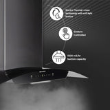 Faber HOOD PRIMUS PLUS ENERGY IN HCSC BK 90 Kitchen Chimney | 90 cm, 1500 m³/hr, Heat Auto Clean, Baffle Filter, Touch & Gesture Control