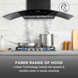 Faber HOOD PRIMUS PLUS ENERGY IN HCSC BK 90 Kitchen Chimney | 90 cm, 1500 m³/hr, Heat Auto Clean, Baffle Filter, Touch & Gesture Control