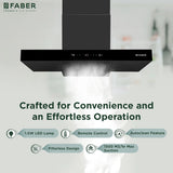 Faber HOOD SIGMA BLDC HC SC BK 90 Kitchen Chimney, 90 cm, 1600 m³/hr, BLDC Motor, Filterless, Auto Clean, Touch, Gesture & Remote Control