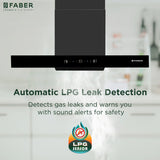 Faber HOOD SIGMA BLDC HC SC BK 90 Kitchen Chimney, 90 cm, 1600 m³/hr, BLDC Motor, Filterless, Auto Clean, Touch, Gesture & Remote Control