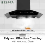 Faber TITANIUM IN HC SC FL 90 Kitchen Chimney | 90 cm, 1400 m³/hr, Filterless, Heat Auto Clean, Touch & Gesture