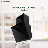 Faber ZENITH FL HC SC BK IN 60 Kitchen Chimney | 60 cm, 1400 m³/hr, Filterless, Heat Auto Clean, Odor Sensor