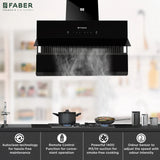 Faber ZENITH FL HC SC BK IN 90 Kitchen Chimney | 90 cm, 1400 m³/hr, Filterless, Heat Auto Clean, Odor Sensor